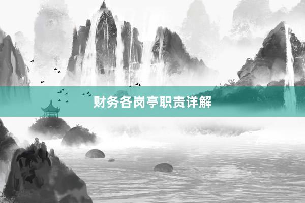 财务各岗亭职责详解