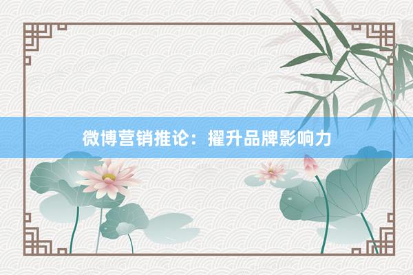 微博营销推论：擢升品牌影响力